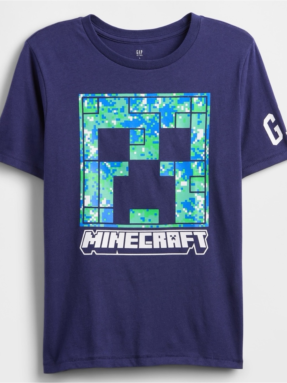 GAP Kids Minecraft Creeper Graphic Print T-Shirt, Blue, Size XS 4-5 *NWT*
